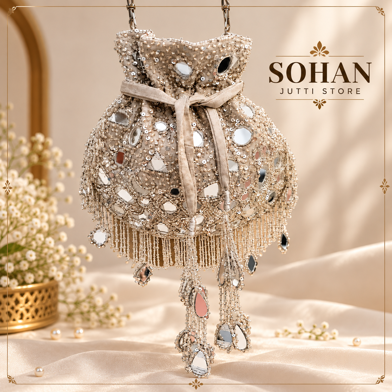 Mirror Work Potli Bag