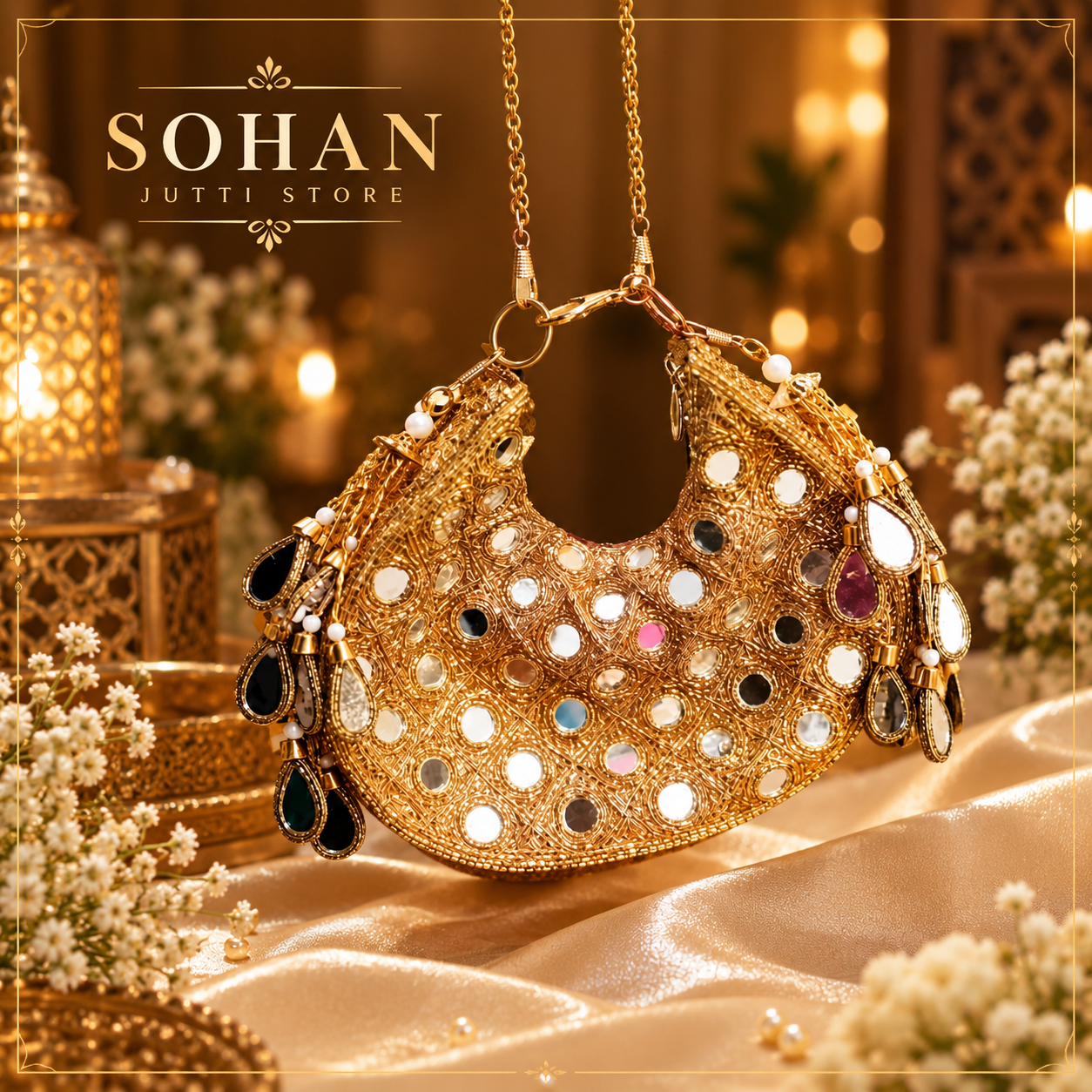 Gold sequin Potli Bag